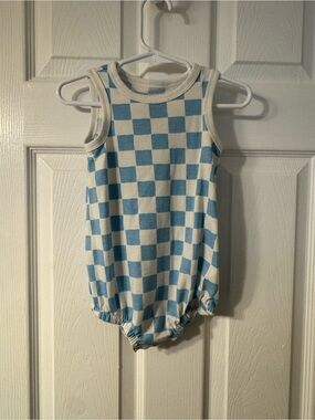 Cat & Jack Blue and White Checkerboard Baby Tank Romper